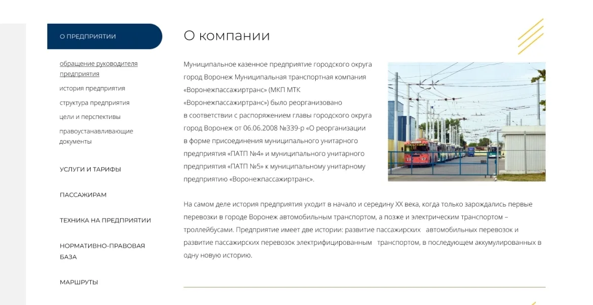 Корпоративный сайт «Главный перевозчик Воронежа», изображение 3