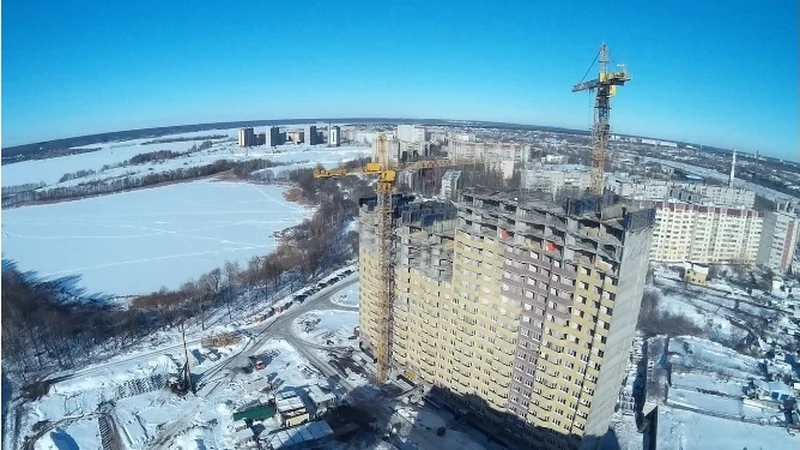 Стройплощадка жилого комплекса ГК «Инвестжилстрой» — аэросъёмка
